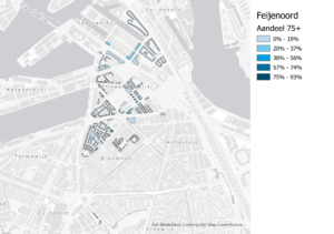 Aandeel 75-plussers in wijk Feijenoord